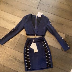 Navy blue suede co ord